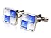 Unforgettable Blue & White Catseye-style Cufflinks in Silver Frame by Cuff-Daddy Unforgettable Blue & White Catseye-style Cufflinks in Silver Frame by Cuff-Daddy