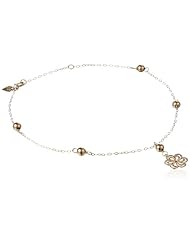Duragold 14k Yellow Gold Cable with Flower and Beads Anklets, 10"