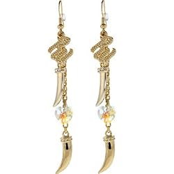 Rocawear Austrian Cyrstal Gold Tone Heart Horn Earrings