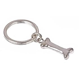Sterling silver dog bone key ring with presentation box