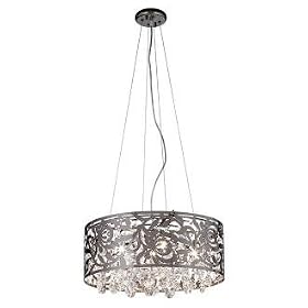 Black Nickel and Crystal Round Pendant Chandelier