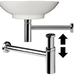 Design Siphon Sifon als Geruchsverschluss/Ablauf Rohr f�r Ihr Waschtisch Waschbecken passend zu Ihren Armaturen im Bad/Badezimmer oder f�r die Sp�le / Becken in der K�che Siphonabdeckung chrom (verchromt)