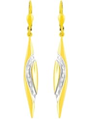 14 Karat Two-tone Gold Leaf Dangle Earrings