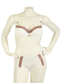 Full Figure Lace Zig Zag Demi-Cup Bra + Panty Set