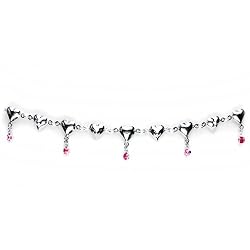 Pink Gem Passionate Heart Dangle Belly Chain