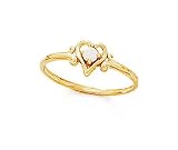 14k 3mm Round Pink Tourmaline Heart Ring - Size 7.0