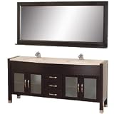 Daytona 71 Double Bathroom Vanity Set with Ivory Marble Countertop - Espresso w/ Drawers