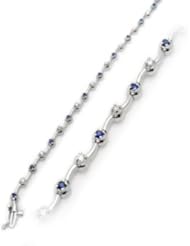 0.70 Carat Diamond and Sapphire Bracelet in 14K White Gold