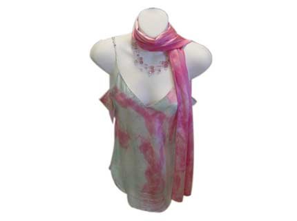 ArtisanStreet's Silk Camisole In Muted Pinks & Seafoam Green - Hand Painted. One Of A Kind.