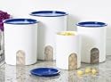 Tupperware Modular Mates One Touch Reminder Canister Set Brilliant Blue