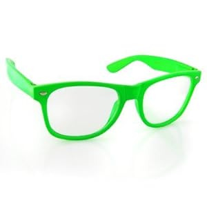 Vintage Wayfarer Style Sunglasses Clear Lenses Green