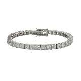 Eve's Addiction Sparkling Princess Cut Diamond 4mm CZ Tennis Bracelet