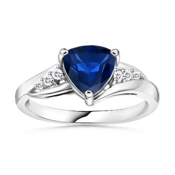 Trillion Sapphire and Round Diamond Ring, Sapphire Ring