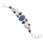 Sterling Silver 8 + 1 Inch Extension Lapis, Amethyst, Agate, Chalcedony and Cultured Freshwater Pearl Toggle Bracelet
