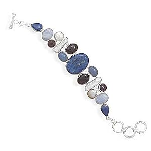 8+1 Inch Extension Lapis, Amethyst, Agate, Chalcedony and Cultured Freshwater... by