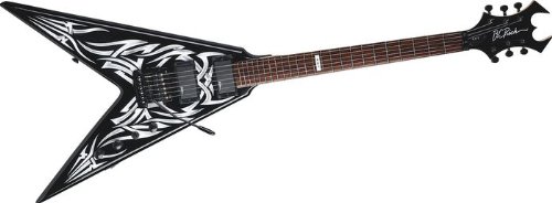 BC Rich Kerry King V Electric Guitar Black with White Tribal Graphic