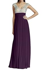 V-neck Cap Sleeves Empire   Waistline Chiffon Beaded Evening Dress/Prom Dress 