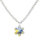 Sterling Silver Swarovski Elements Bicone and Snowflake Pendant Necklace, 16 + 2 Extender
