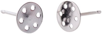 Pandahall 20pcs Ear Stud Posts, Brass Head and Stainless Steel Pin, About 7mm in Diameter