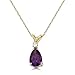 Pear Amethyst and Diamond Solitaire Pendant title=