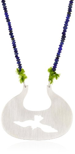 Renee Garvey Sterling Silver Bird In Flight and Lapis Necklace