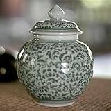 Celadon ceramic jar, 'Vegetation Lines'