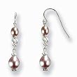 Stardust Silver Twist Bead Cultured Pearl Drop Earrings, Lavender