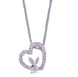 Clear and Blue Bunny in Heart 16 inch Necklace