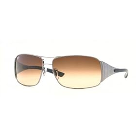 RAY BAN 3320 041 13 GUNMETAL STRIPED AVIATOR SHIELD SUNGLASSES