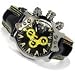 Croton Men's Chronomaster Stainless Steel Yellow Dial Leather Strap Date Watch CC311161BSYL