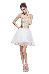 Beaded Backless Applique Floral Print  Tulle Sweetheart  Ball Gown Homecoming Dress 