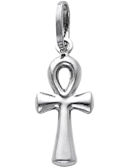 14K White Gold Religious Small Ankh Cross Charm Pendant