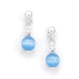 6mm Blue Glass Cat's Eye Earring
