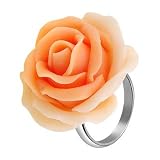 Forzieri Hand Made Peach Rose Sterling Silver Fashion Ring