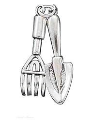 Sterling Silver 3D Garden Rake And Trowel Tool Charm