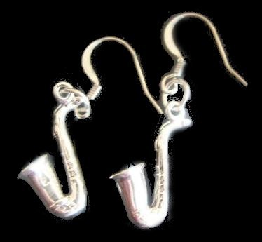 Click here to buy .925 Sterling Silver Saxophone Sax Dangle Earrings.