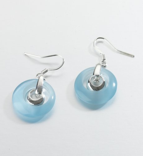 Double Circle Catseye Drop Earrings