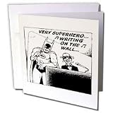 Londons Times Funny Music Cartoons - Batman And Stevie Wonder Duet, Very Superhero - Greeting Cards-12 Greeting Cards with envelopes