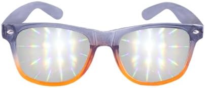 Diffraction Glasses - High Quality Effect - Rave Outfit &amp; Accessories - Black Orange Clear - By Eye Love Shadez