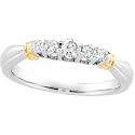 14K Two Tone Gold Diamond Bridal Anniversary Band Ring