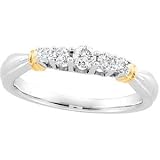 14K Two Tone Gold Diamond Bridal Anniversary Band Ring