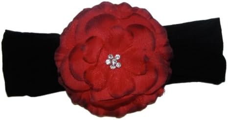 A Girl Company Black Headband/Red Flower Hair Clip Set (Small Infant-6months)