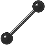 14 Gauge Black Anodized Titanium Barbell Tongue Ring