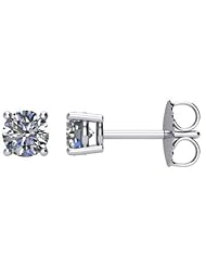 Jewelplus 0.75ct tw Round Diamonds SI/G-H 4-Prong Basket-Style Friction Post Stud Earrings Pair 14K Gold