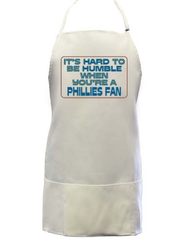 It's hard to be humble when you're a Phillies Fan Full Length Apron with Pockets WHITE