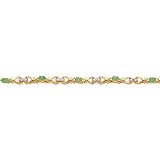 14K Gold 1.82cttw Diamond & Emerald Bracelet 7.25"