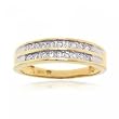 2 Row Diamond Annivesary Band Ring Yellow White Gold