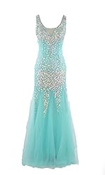 Mermaid Beaded  Crystal Lace Tulle Evening Dress/Prom Dress/Party Dress  With Rhinestones