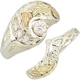 Polished! Black Hills Gold Gold/Sterling Silver CZ Engagement & Wedding Band Ring Set