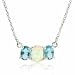  : OPAL SIMULATED AQUAMARINE CZ 3 STONE STERLING SILVER NECKLACE